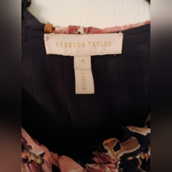 Rebecca Taylor NWOT Feminine Peasant Boho Floral W/ Neck Ruffle Blouse Size 4 - Picture 15 of 16
